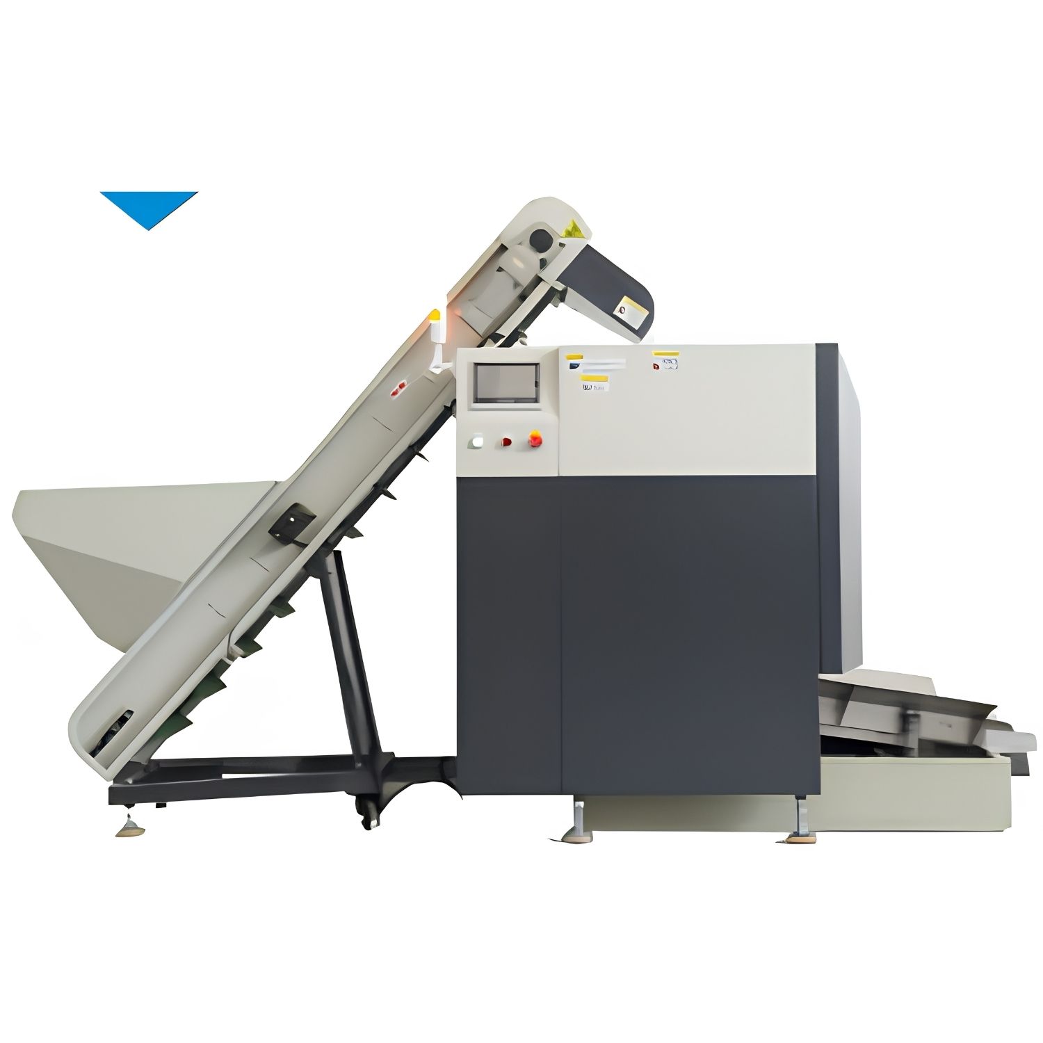 Fully automatic magnetic polishing machine with hopper feed and control panel