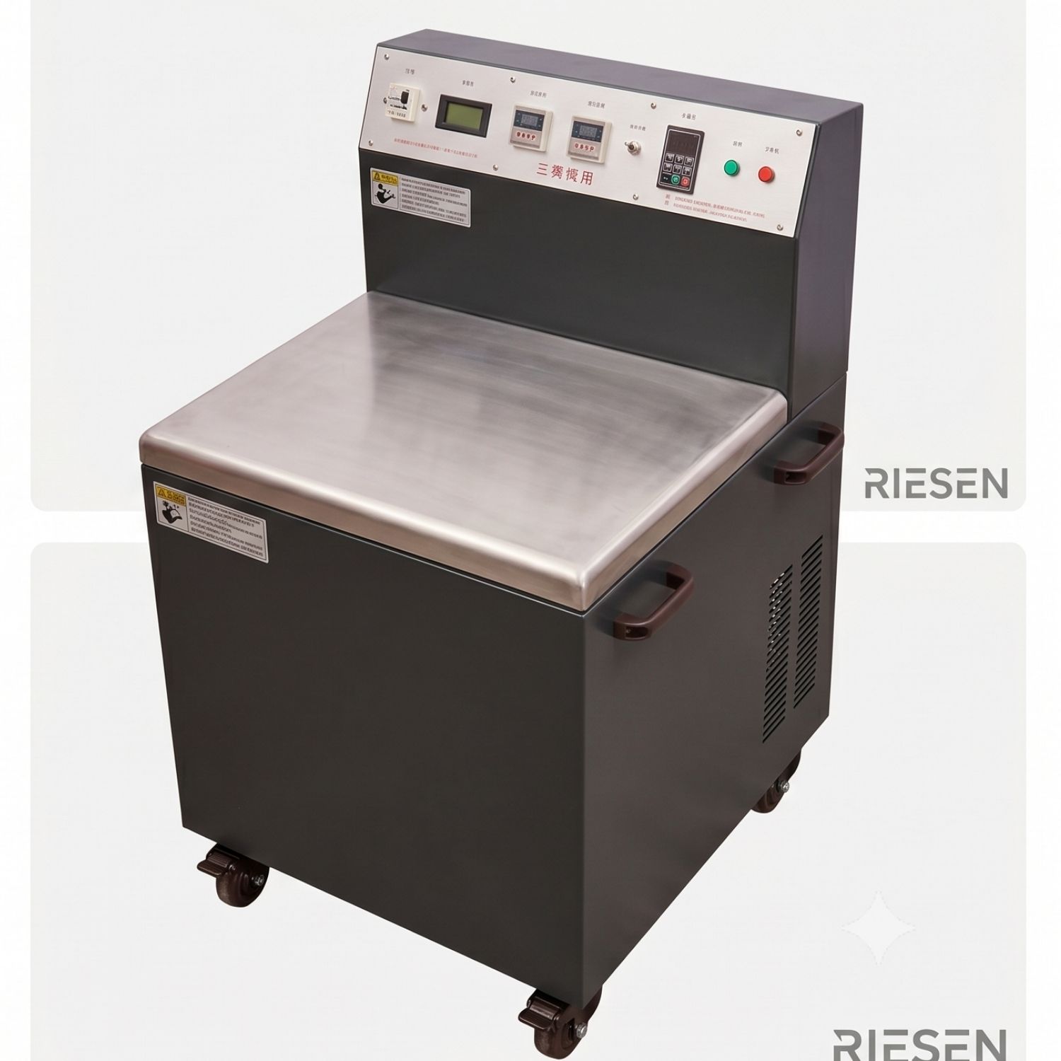 Single bucket magnetic polishing machine with stainless steel work top